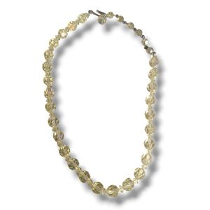 Vintage Pale Yellow AB Crystal Necklace 12-15"